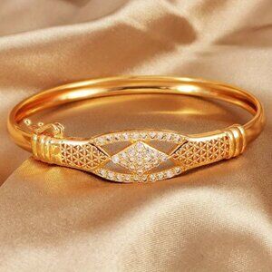 14K Gold 7" Womens 2ct Diamond Bangle Bracelet Ladies New 14 K Silver Jewelry